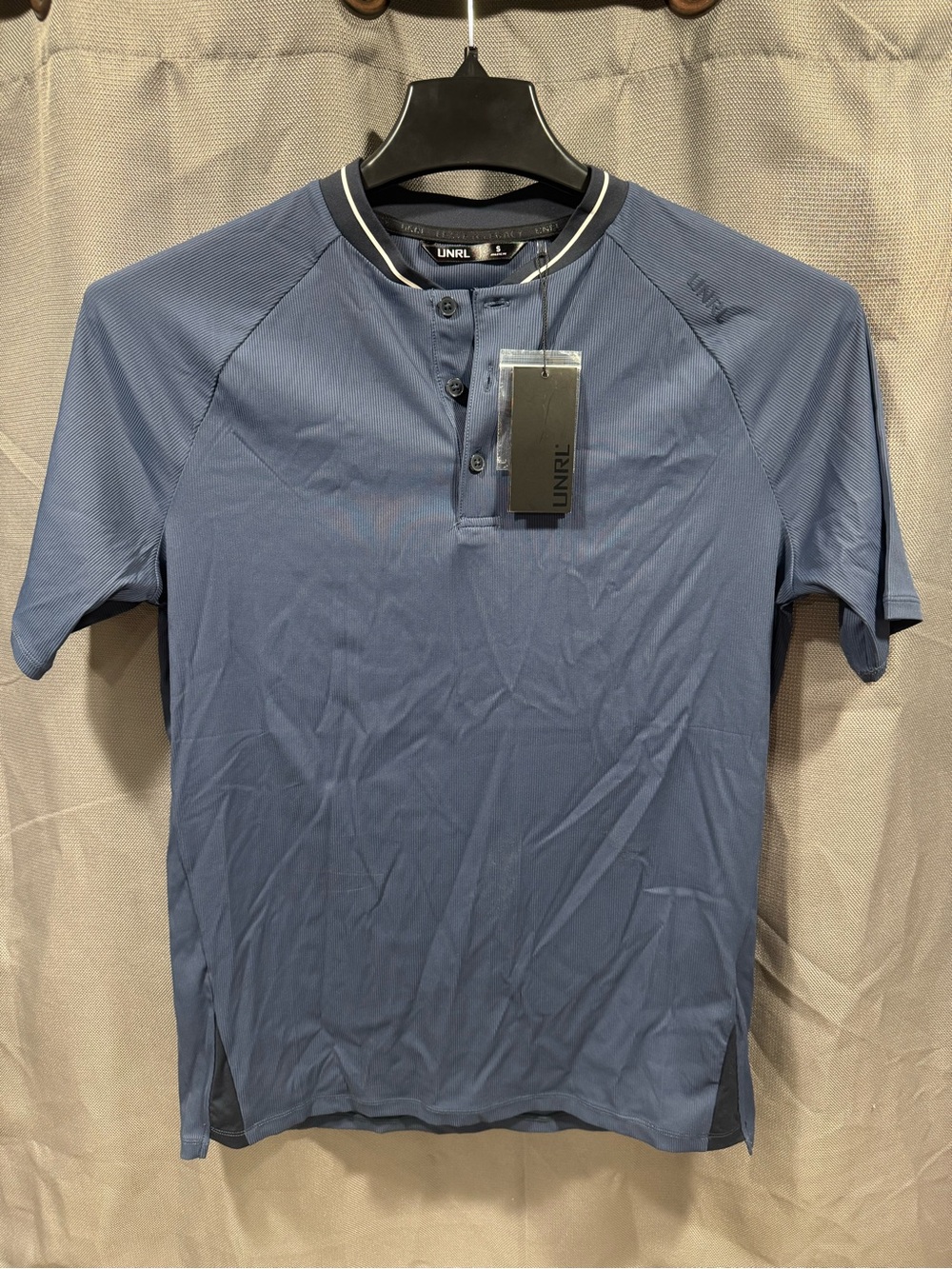 UNRL Men's Short Sleeve Henley in Harbor Blue